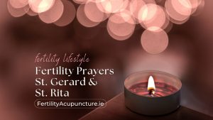 Fertility Prayers of St Gerard fertility prayer and St Rita fertility prayer photo with candle