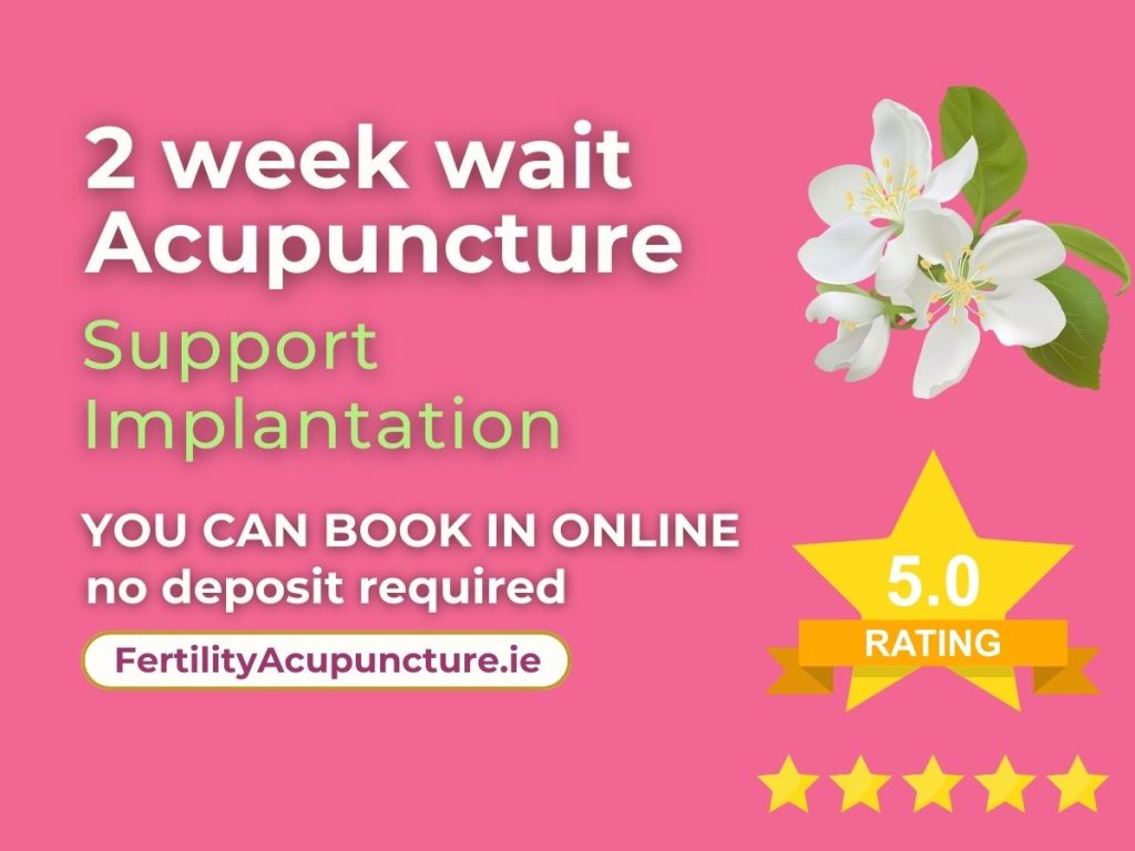 photo stating 2 week wait acupuncture support implantation time available in Clane near Maynooth, Naas and Leixlip